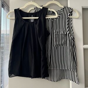 Set of Black and White Striped Sleeveless Tops